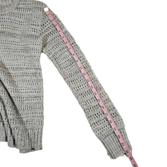Open Knit Pull Over Sweater, Grey, Small - Picture 14 of 14